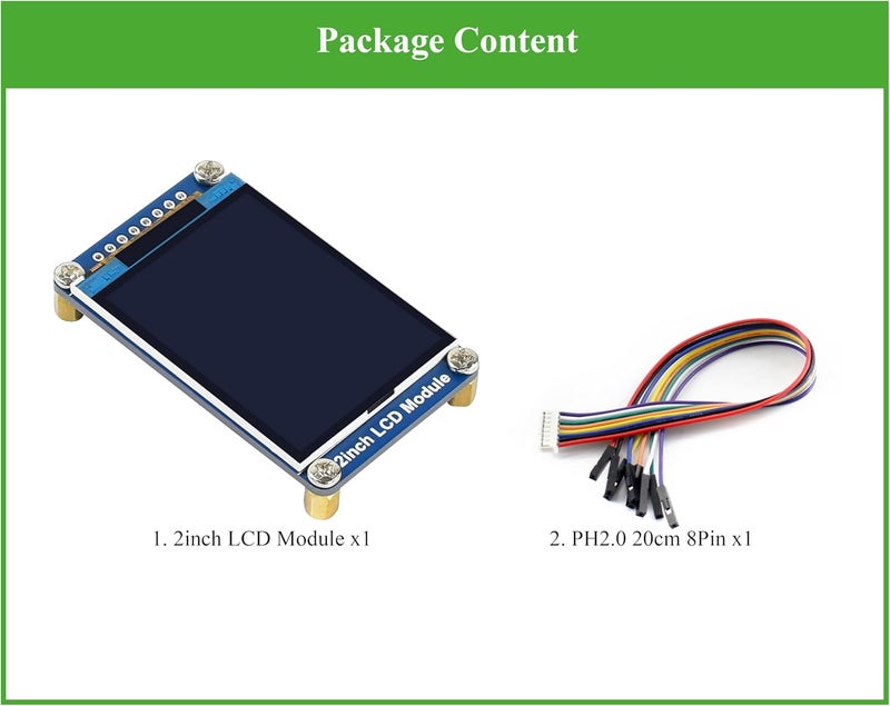 UBEEKOO وحدة شاشة LCD بحجم 2 بوصة متوافقة مع Raspberry Pi 5/4B/3B+/3B/Zero W/WH/Zero 2 W/Ardu/STM32، دقة 240 x 320، شاشة IPS، 262K لون، محرك ST7789VW، واجهة SPI - Image 2